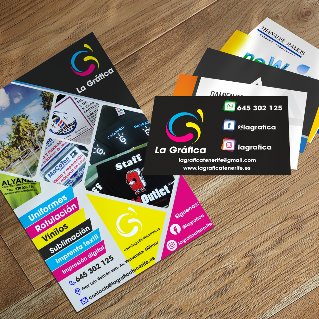 Fyer, bolantes, panfletos y tarjetas de presentación o visita